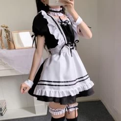 Kawaii Bow Ruffle Maid Lolita Princess Dress Set 10 Kawaii Bow Ruffle Maid Lolita Princess Dress Set -Kawaii Fashion Shop Kawaii Bow Ruffle Maid Lolita Princess Dress Set 4