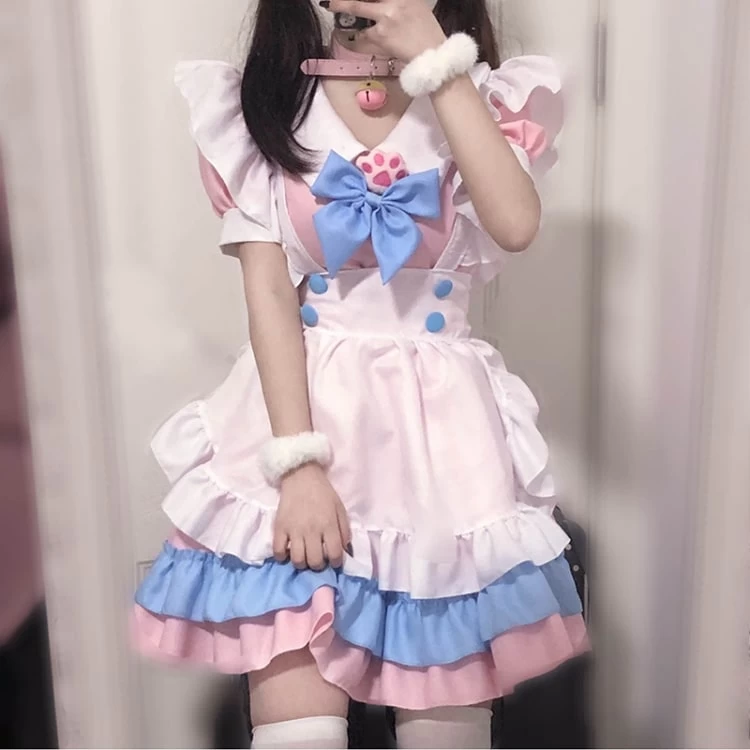 Kawaii Bow Ruffle Maid Lolita Princess Dress Set 3 Kawaii Bow Ruffle Maid Lolita Princess Dress Set - Image 2