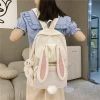 Kawaii Bunny Backpack -Kawaii Fashion Shop Kawaii Bunny Backpack Japanese White High School Girl School Bag 3D Rabbit Tail Bag Large Capacity