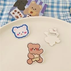 Kawaii Cartoons Animal Brooches 10 Kawaii Cartoons Animal Brooches -Kawaii Fashion Shop Kawaii Bunny Brooch Cartoons Animal Bear Dog Acrylic Brooches Fruit Lapel Pin Bag Clothing Accessorie Decoration 2