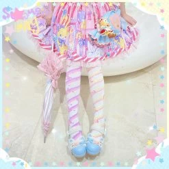 Kawaii Candy Color Lolita Knee Socks -Kawaii Fashion Shop Kawaii Candy Color Lolita Knee Socks 5