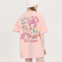 Kawaii Candy Color Sanrio Character Printed T-shirt