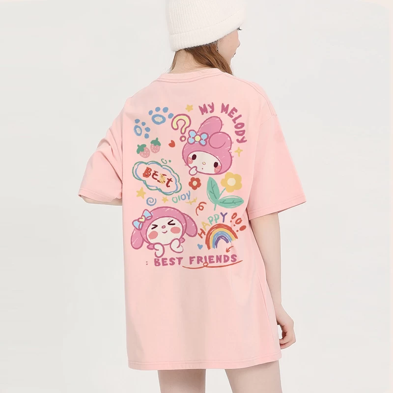 Kawaii Candy Color Sanrio Character Printed T-shirt 3 Kawaii Candy Color Sanrio Character Printed T-shirt