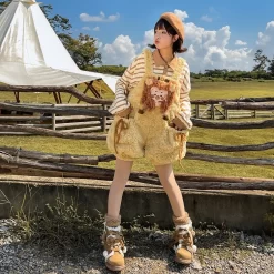 Kawaii Cartoon Animal Plush Overalls -Kawaii Fashion Shop Kawaii Cartoon Animal Plush Overalls 1