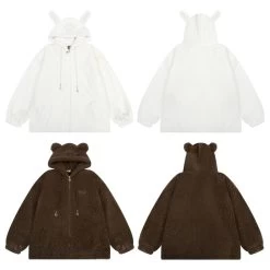 Kawaii Cartoon Bear Ears Hooded Thickened Coat 11 Kawaii Cartoon Bear Ears Hooded Thickened Coat -Kawaii Fashion Shop Kawaii Cartoon Bear Ears Hooded Thickened Coat 7