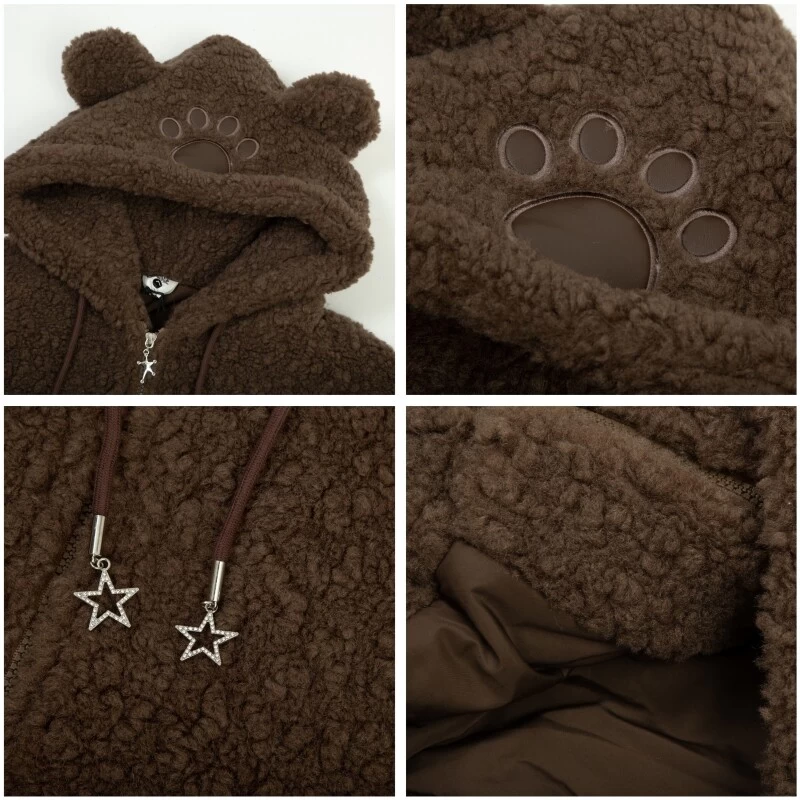 Kawaii Cartoon Bear Ears Hooded Thickened Coat 5 Kawaii Cartoon Bear Ears Hooded Thickened Coat - Image 3