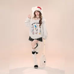 Kawaii Cartoon Hello Kitty Embroidered Off-shoulder Sweater 15 Kawaii Cartoon Hello Kitty Embroidered Off-shoulder Sweater -Kawaii Fashion Shop Kawaii Cartoon Hello Kitty Embroidered Off shoulder Sweater 5