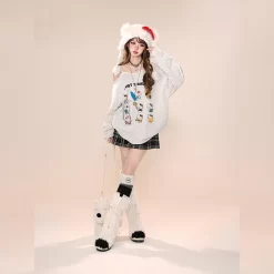 Kawaii Cartoon Hello Kitty Embroidered Off-shoulder Sweater 13 Kawaii Cartoon Hello Kitty Embroidered Off-shoulder Sweater -Kawaii Fashion Shop Kawaii Cartoon Hello Kitty Embroidered Off shoulder Sweater 7