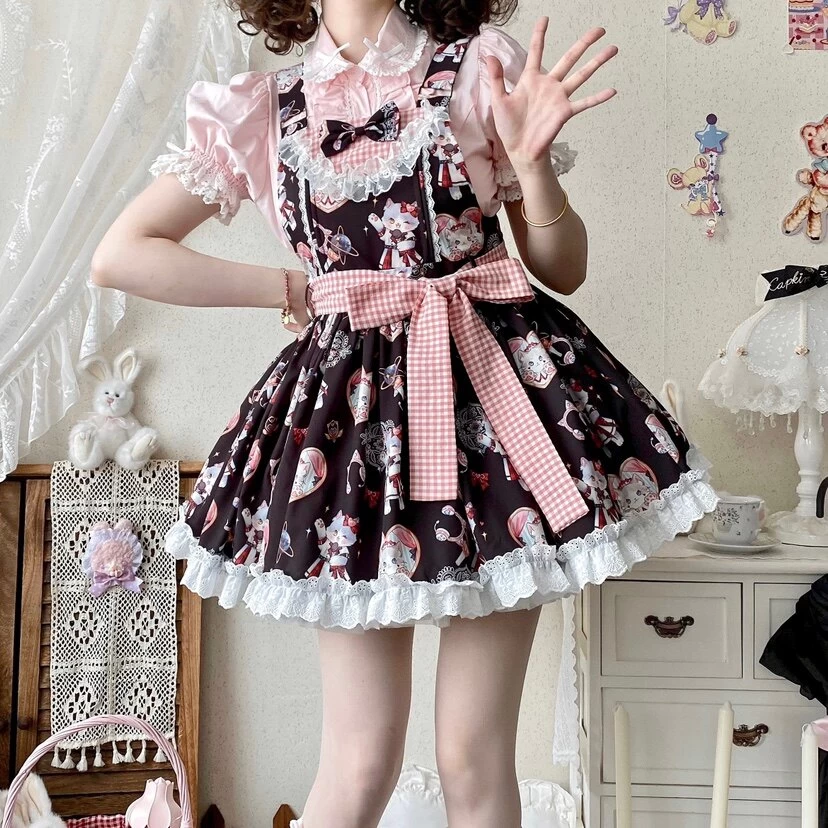 Kawaii Cartoon Kitten Print Lolita JSK Skirt 6 Kawaii Cartoon Kitten Print Lolita JSK Skirt - Image 4