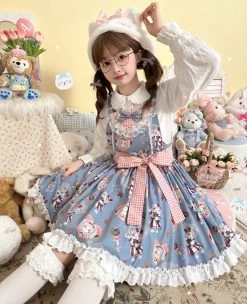 Kawaii Cartoon Kitten Print Lolita JSK Skirt 11 Kawaii Cartoon Kitten Print Lolita JSK Skirt -Kawaii Fashion Shop Kawaii Cartoon Kitten Print Lolita JSK Skirt 9
