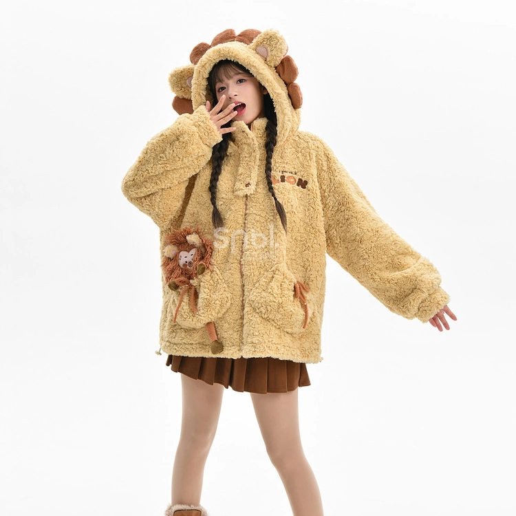 Kawaii Cartoon Lion Plush Hooded Coat 10 Kawaii Cartoon Lion Plush Hooded Coat - Image 8