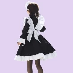 Kawaii Classic Black And White Maid Lolita Dress -Kawaii Fashion Shop Kawaii Classic Black And White Maid Lolita Dress 4