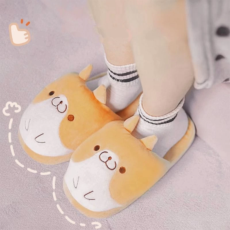 Kawaii Cute Shiba Plush Slippers 3 Kawaii Cute Shiba Plush Slippers