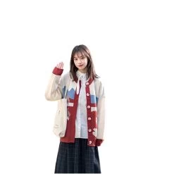 Kawaii Cute Dolphin Pattern Cardigan Sweater -Kawaii Fashion Shop Kawaii Cute Dolphin Pattern Cardigan Sweater 2