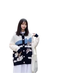 Kawaii Cute Dolphin Pattern Cardigan Sweater -Kawaii Fashion Shop Kawaii Cute Dolphin Pattern Cardigan Sweater 4