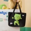 Kawaii Cute Green Cat Canvas Shoulder Bag -Kawaii Fashion Shop Kawaii Cute Green Cat Canvas Shoulder Bag 1