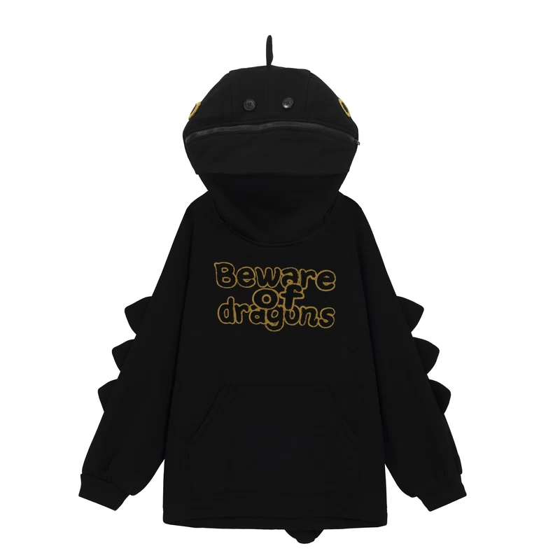 Kawaii Cute Little Black Dragon Design Hoodie 4 Kawaii Cute Little Black Dragon Design Hoodie - Image 2