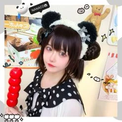 Kawaii Cute Panda Bow Plush Headband 11 Kawaii Cute Panda Bow Plush Headband -Kawaii Fashion Shop Kawaii Cute Panda Bow Plush Headband 4