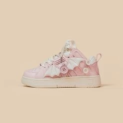 Kawaii Cute Pink Loli Style Flat Sneakers -Kawaii Fashion Shop Kawaii Cute Pink Loli Style Flat Sneakers 2