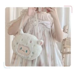 Kawaii Cute White Cartoon Sheep Plush Shoulder Bag -Kawaii Fashion Shop Kawaii Cute White Cartoon Sheep Plush Shoulder Bag 10