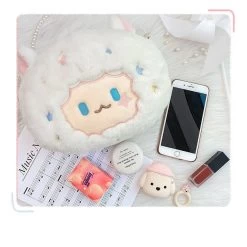 Kawaii Cute White Cartoon Sheep Plush Shoulder Bag -Kawaii Fashion Shop Kawaii Cute White Cartoon Sheep Plush Shoulder Bag 12