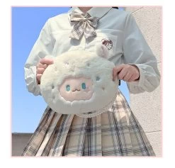 Kawaii Cute White Cartoon Sheep Plush Shoulder Bag -Kawaii Fashion Shop Kawaii Cute White Cartoon Sheep Plush Shoulder Bag 8