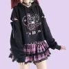 Kawaii Dark Style Black Hoodie -Kawaii Fashion Shop Kawaii Dark Style Black Hoodie 2