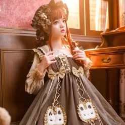 Kawaii Slim Long Sleeve With Shirt Lolita Dress Set