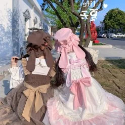 Kawaii Slim Long Sleeve With Shirt Lolita Dress Set -Kawaii Fashion Shop Kawaii Dress With Shirt Lolita Set Large Size Loose Slim Loli Jsk Long Sleeve Shirt Cute 3