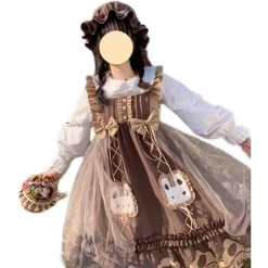 Kawaii Slim Long Sleeve With Shirt Lolita Dress Set -Kawaii Fashion Shop Kawaii Dress With Shirt Lolita Set Large Size Loose Slim Loli Jsk Long Sleeve Shirt Cute 4