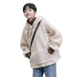 Kawaii Fake Two-piece Lamb Fleece Hoodie -Kawaii Fashion Shop Kawaii Fake Two piece Lamb Fleece Hoodie 5