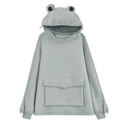 Kawaii Frog Hoodie 13 Kawaii Frog Hoodie -Kawaii Fashion Shop Kawaii Frog Shape Design Pullover Sweatershirt WomenCute Long Sleeve Hoodies With Big Pocket Decoration Harajuku Clothes 5