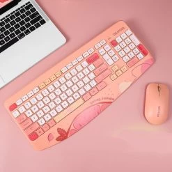 Kawaii Fruit Print Wireless Keyboard And Mouse Set