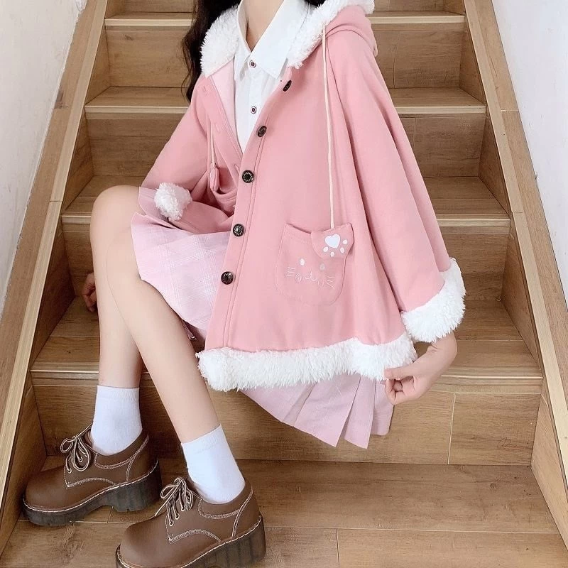 Kawaii Pink Cat Ears Cape Coat 4 Kawaii Pink Cat Ears Cape Coat - Image 2