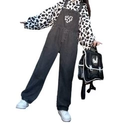 Kawaii Girls Black Love Denim Overalls 15 Kawaii Girls Black Love Denim Overalls -Kawaii Fashion Shop Kawaii Girls Black Love Denim Overalls 3