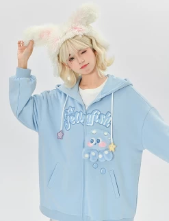 Kawaii Girly Style Pink 3D Cartoon Octopus Embroidery Coat -Kawaii Fashion Shop Kawaii Girly Style Pink 3D Cartoon Octopus Embroidery Coat 12