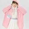 Kawaii Girly Style Pink 3D Cartoon Octopus Embroidery Coat -Kawaii Fashion Shop Kawaii Girly Style Pink 3D Cartoon Octopus Embroidery Coat 9