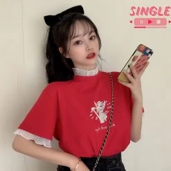 Kawaii Gothic Angel Print T-Shirt 8 Kawaii Gothic Angel Print T-Shirt -Kawaii Fashion Shop Kawaii Gothic Angel Print T Shirt 3