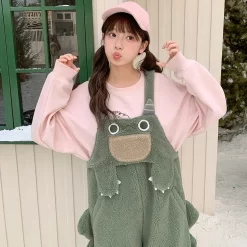Kawaii Green Dinosaur Overalls -Kawaii Fashion Shop Kawaii Green Dinosaur Overalls 7
