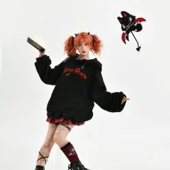 Kawaii Halloween Style Black Sweatshirt -Kawaii Fashion Shop Kawaii Halloween Style Black Sweatshirt 2