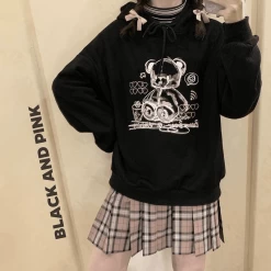Kawaii Cartoon Bear Pullover Hoodie -Kawaii Fashion Shop Kawaii Hoodie Women Spring 2022 Cartoon Bear Pullover Egirl Cute Clothes Japanese Harajuku Anime Hoodie Sweatsuit 4