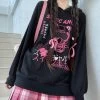 Kawaii Harajuku Cartoon Graffiti Print Hoodie -Kawaii Fashion Shop Kawaii Hoodies Women cartoon graffiti Print Hoodie Harajuku Couples Pullover Sweatshirt Streetwear student All match Oversize