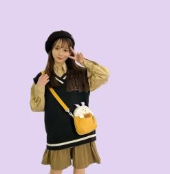 Kawaii Japanese Cartoon Rabbit Canvas Messenger Bag -Kawaii Fashion Shop Kawaii Japanese Cartoon Rabbit Canvas Messenger Bag 4