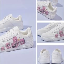 Kawaii Japanese Cartoon Rock Girl Printed Sneakers -Kawaii Fashion Shop Kawaii Japanese Cartoon Rock Girl Printed Sneakers 3