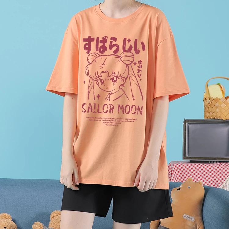 Kawaii Japanese Cartoon Sailor Moon Graffiti Print T-shirt 4 Kawaii Japanese Cartoon Sailor Moon Graffiti Print T-shirt - Image 2