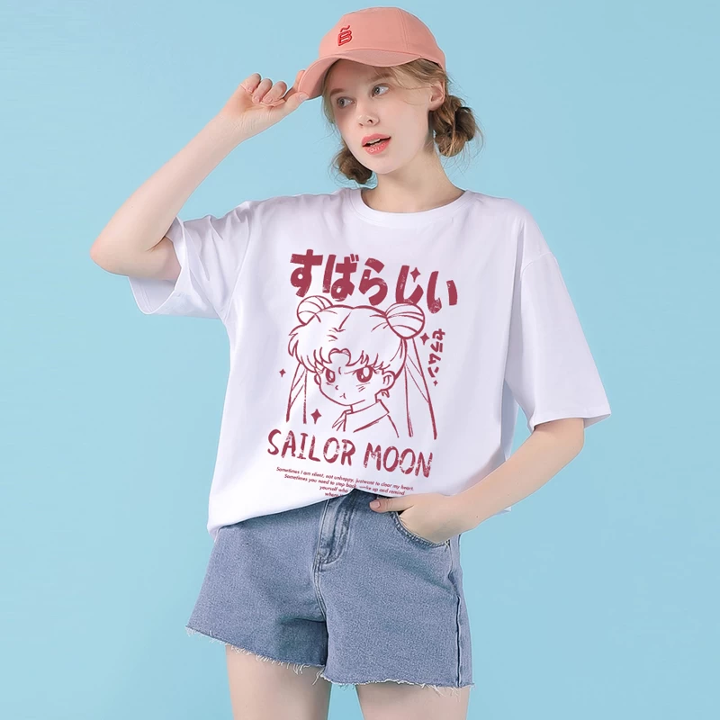 Kawaii Japanese Cartoon Sailor Moon Graffiti Print T-shirt 5 Kawaii Japanese Cartoon Sailor Moon Graffiti Print T-shirt - Image 3