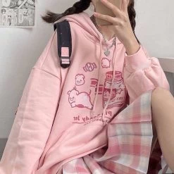 Kawaii Japanese Soft Girl Style Pink Hoodie 11 Kawaii Japanese Soft Girl Style Pink Hoodie -Kawaii Fashion Shop Kawaii Japanese Soft Girl Style Pink Hoodie 10