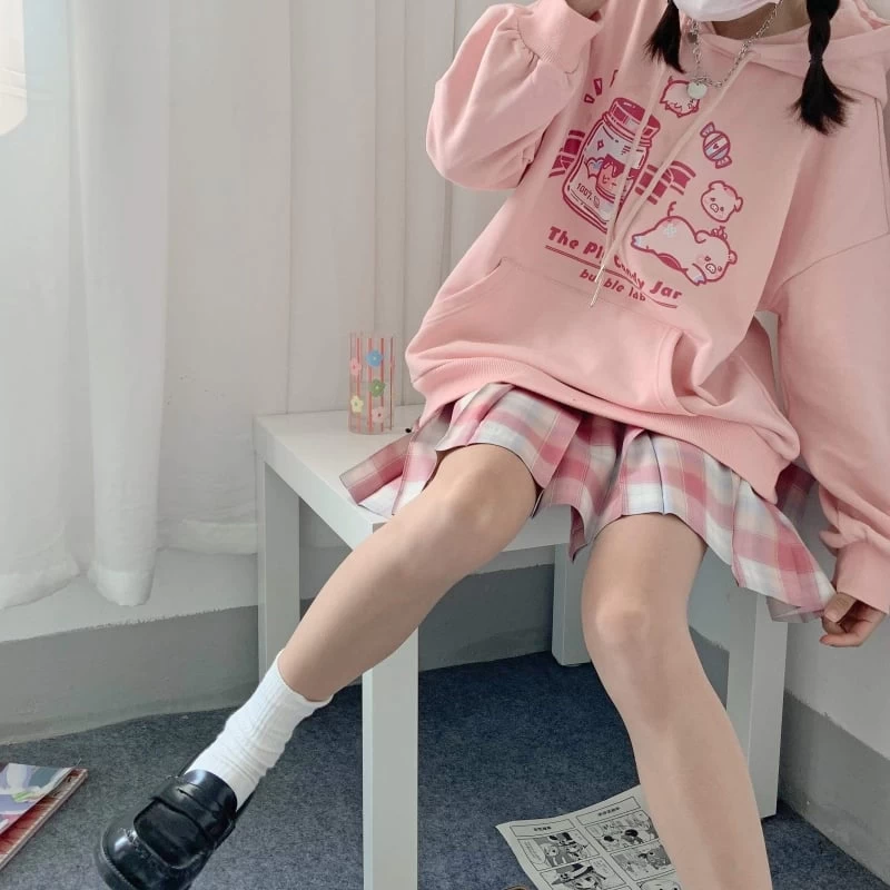 Kawaii Japanese Soft Girl Style Pink Hoodie 5 Kawaii Japanese Soft Girl Style Pink Hoodie - Image 3