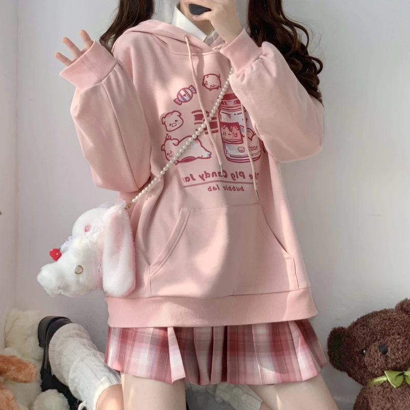 Kawaii Japanese Soft Girl Style Pink Hoodie 8 Kawaii Japanese Soft Girl Style Pink Hoodie - Image 6
