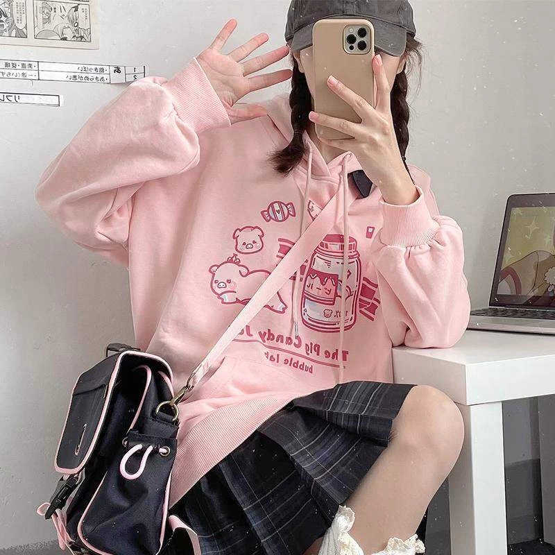 Kawaii Japanese Soft Girl Style Pink Hoodie 7 Kawaii Japanese Soft Girl Style Pink Hoodie - Image 5